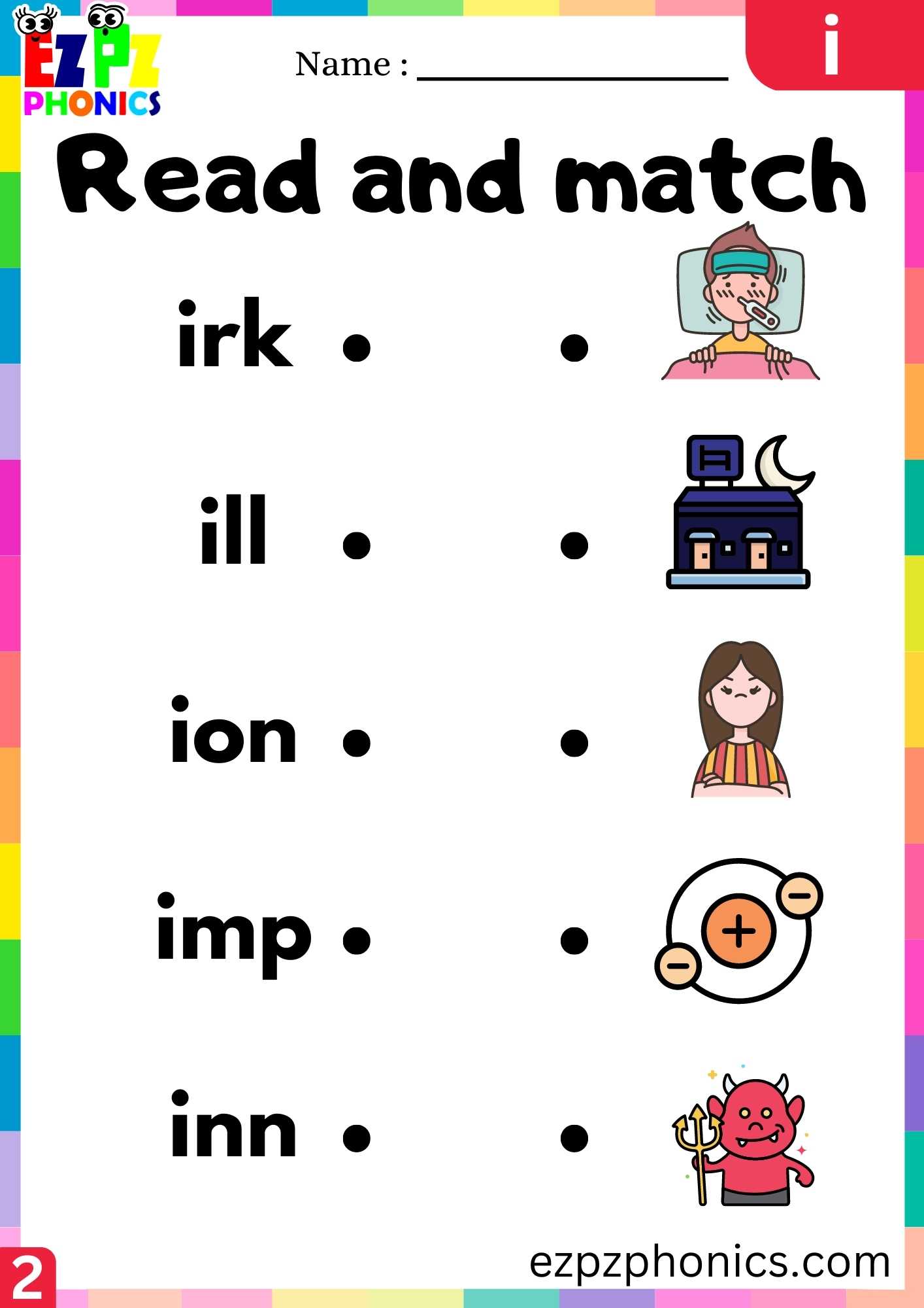 Group2 Letter I Read And Match Beginning Sounds Worksheet